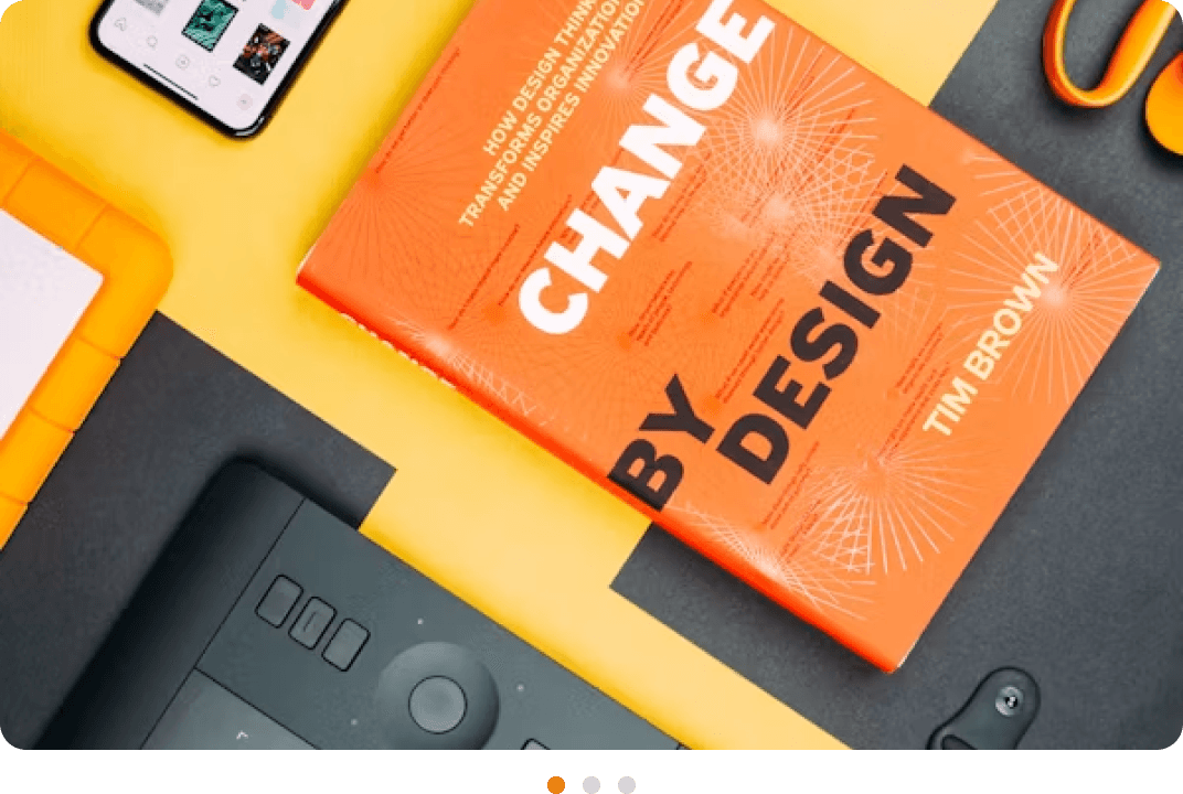 Change by Design showcase book and creative workstation